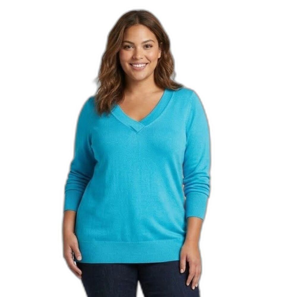 Lane Bryant Women's Plus Size Classic Long Sleeve V-Neck Pullover Sweater